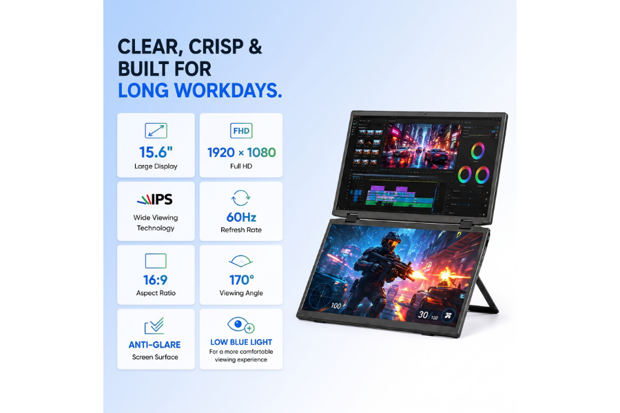 Features triview laptop screen extender