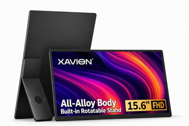 Xavion DuoView 15.6 UltraSlim Portable Monitor with Built-in Rotatable Stand