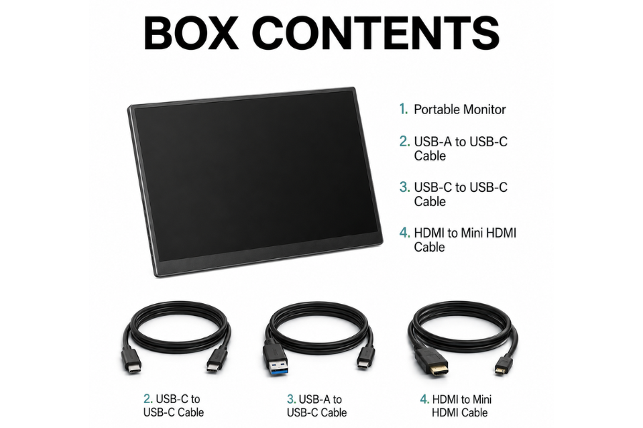 Xavion DuoView 15.6 inch portable monitor with USB-C and Mini HDMI ports