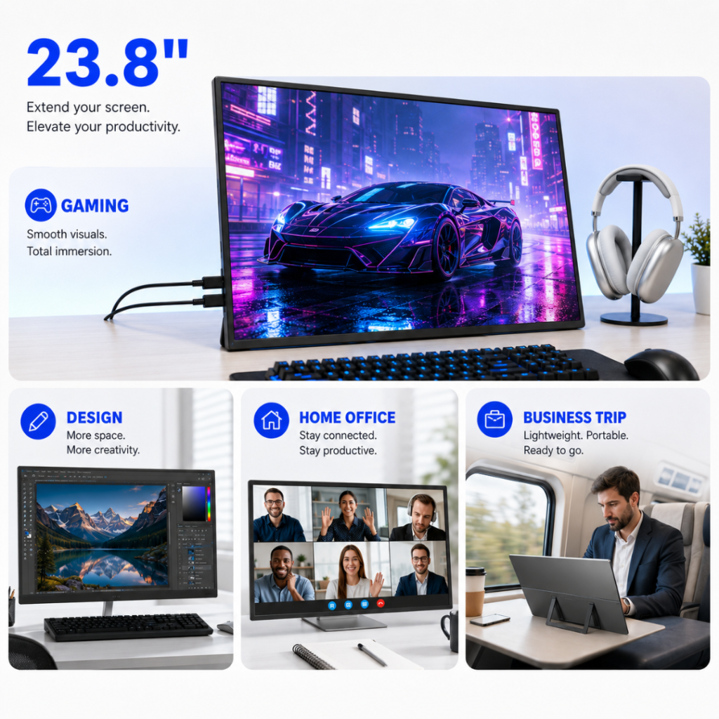 XAVION 23.8 inch gaming monitor with HDMI and Type-C connectivity