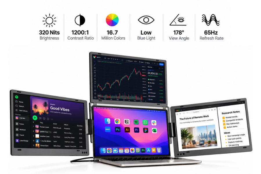 XAVION 18.5 inch portable quad monitor for laptop