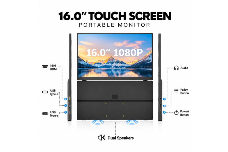 XAVION 16 inch anti-glare monitor with 170 degree viewing angle