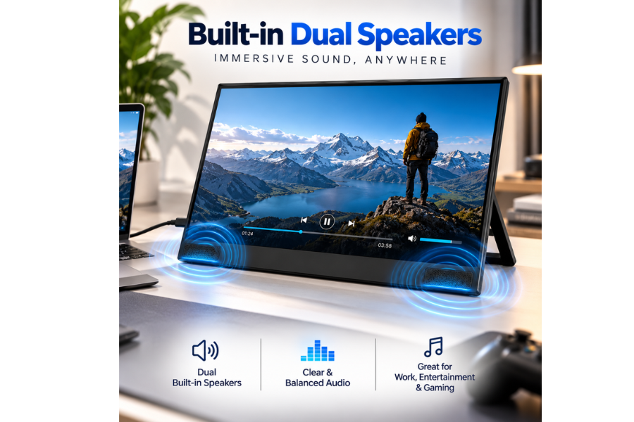 XAVION 16 inch touchscreen monitor with built-in speakers